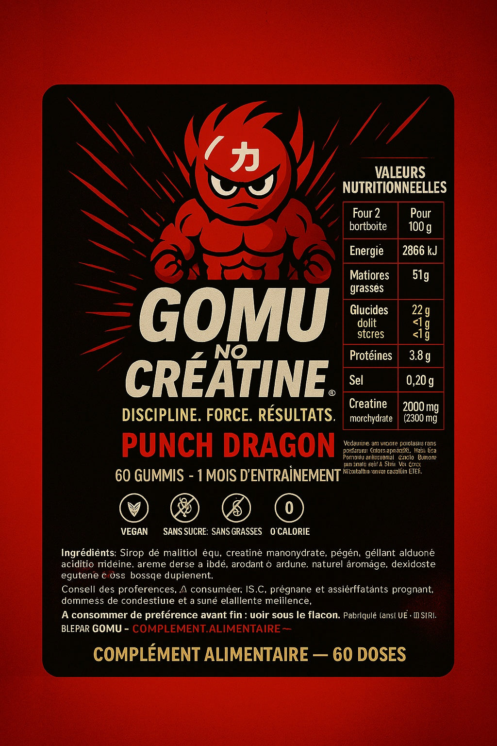 DRAGON PUNCH– Gummies à la Créatine Goût Fraise